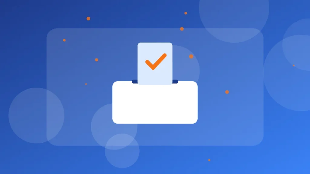 Voter ID correction online illustration with ballot box
